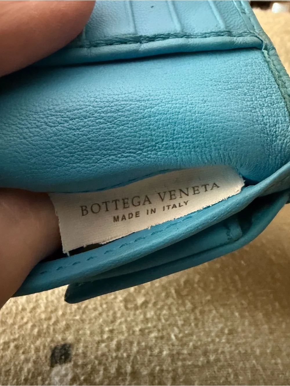 Bottega Veneta Intrecciato Brown & Turquoise Bifold Super Soft Leather Wallet